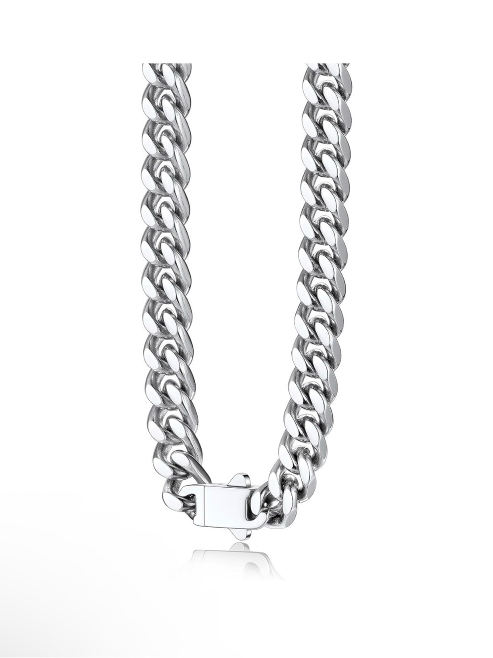 Chunky Silver Cuban Link Chain Necklace